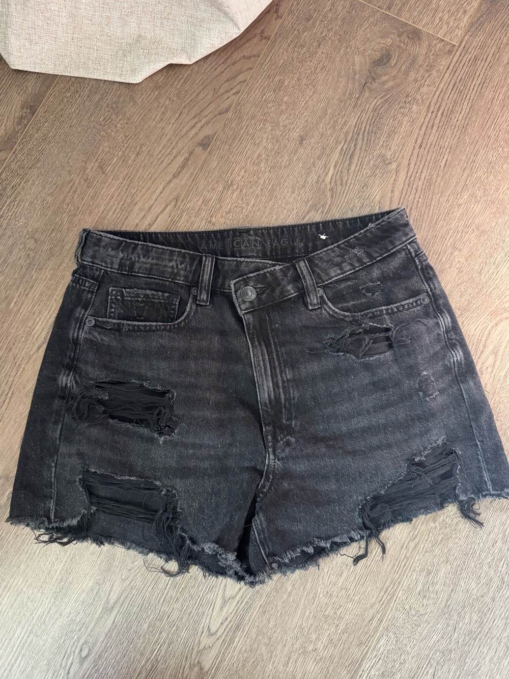 American Eagle High-Waisted Distressed Mom Jean Shorts